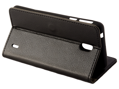 Synthetic Leather Wallet Case with Stand for Nokia 1 Plus - Black
