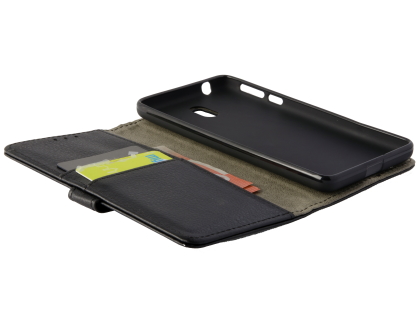 Synthetic Leather Wallet Case with Stand for Nokia 1 Plus - Black