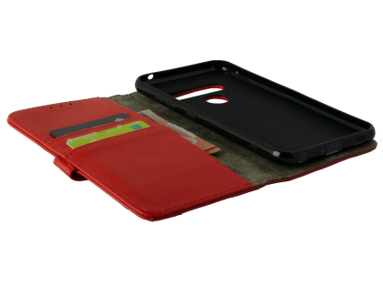 Synthetic Leather Wallet Case with Stand for LG G8S ThinQ - Red