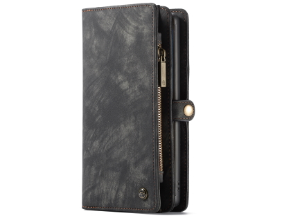 CaseMe 2-in-1 Synthetic Leather Wallet Case for Samsung Galaxy Note10 - Khaki/Grey Leather Wallet Case