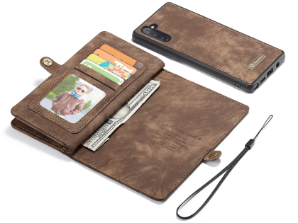 CaseMe 2-in-1 Synthetic Leather Wallet Case for Samsung Galaxy Note10 - Beige/Tan