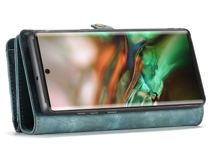 CaseMe 2-in-1 Synthetic Leather Wallet Case for Samsung Galaxy Note10 - Teal/Ash