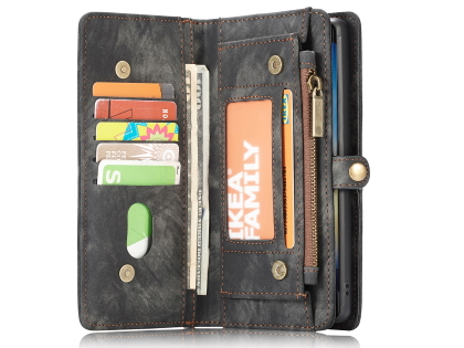CaseMe 2-in-1 Synthetic Leather Wallet Case for Samsung Galaxy Note10 - Khaki/Grey