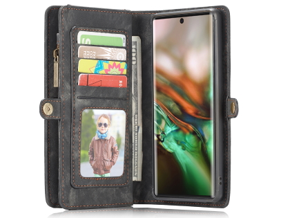 CaseMe 2-in-1 Synthetic Leather Wallet Case for Samsung Galaxy Note10 - Khaki/Grey