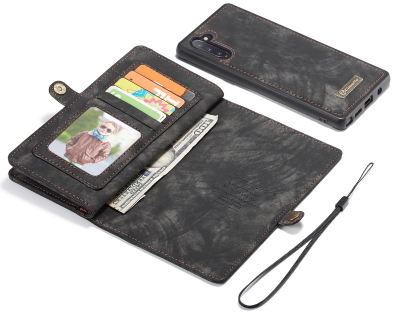 CaseMe 2-in-1 Synthetic Leather Wallet Case for Samsung Galaxy Note10 - Khaki/Grey