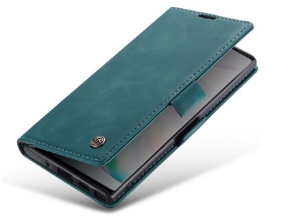 CaseMe Slim Synthetic Leather Wallet Case with Stand for Samsung Galaxy Note10 - Teal Leather Wallet Case