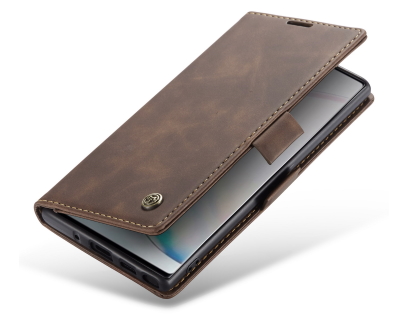 CaseMe Slim Synthetic Leather Wallet Case with Stand for Samsung Galaxy Note10 - Chocolate Leather Wallet Case