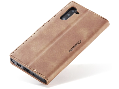 CaseMe Slim Synthetic Leather Wallet Case with Stand for Samsung Galaxy Note10 - Tan