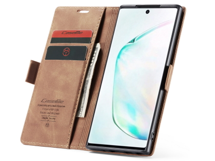 CaseMe Slim Synthetic Leather Wallet Case with Stand for Samsung Galaxy Note10 - Tan