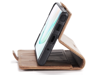 CaseMe Slim Synthetic Leather Wallet Case with Stand for Samsung Galaxy Note10 - Tan