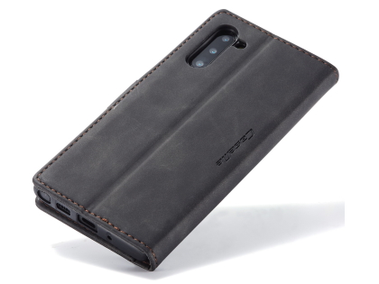 CaseMe Slim Synthetic Leather Wallet Case with Stand for Samsung Galaxy Note10 - Charcoal