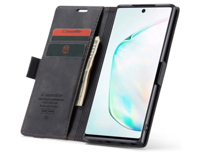CaseMe Slim Synthetic Leather Wallet Case with Stand for Samsung Galaxy Note10 - Charcoal