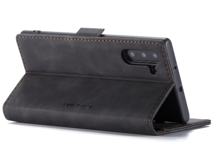 CaseMe Slim Synthetic Leather Wallet Case with Stand for Samsung Galaxy Note10 - Charcoal