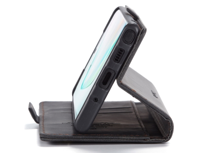 CaseMe Slim Synthetic Leather Wallet Case with Stand for Samsung Galaxy Note10 - Charcoal