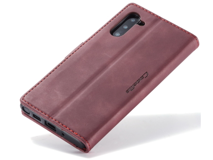 CaseMe Slim Synthetic Leather Wallet Case with Stand for Samsung Galaxy Note10 - Burgundy