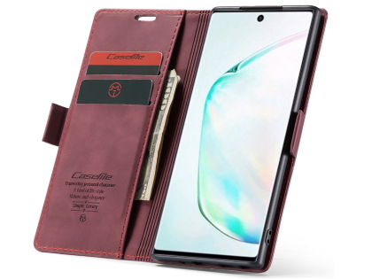 CaseMe Slim Synthetic Leather Wallet Case with Stand for Samsung Galaxy Note10 - Burgundy