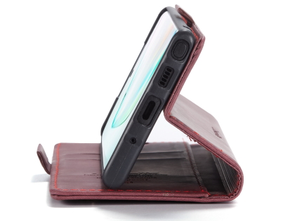 CaseMe Slim Synthetic Leather Wallet Case with Stand for Samsung Galaxy Note10 - Burgundy
