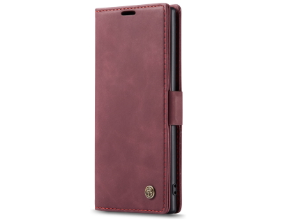 CaseMe Slim Synthetic Leather Wallet Case with Stand for Samsung Galaxy Note10 - Burgundy