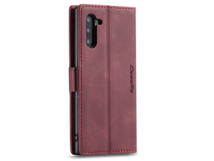 CaseMe Slim Synthetic Leather Wallet Case with Stand for Samsung Galaxy Note10 - Burgundy