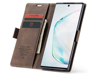 CaseMe Slim Synthetic Leather Wallet Case with Stand for Samsung Galaxy Note10 - Chocolate