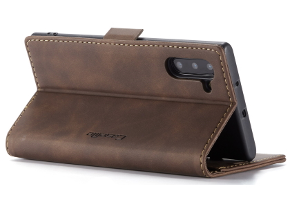 CaseMe Slim Synthetic Leather Wallet Case with Stand for Samsung Galaxy Note10 - Chocolate
