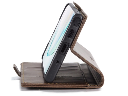 CaseMe Slim Synthetic Leather Wallet Case with Stand for Samsung Galaxy Note10 - Chocolate