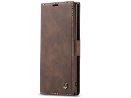 CaseMe Slim Synthetic Leather Wallet Case with Stand for Samsung Galaxy Note10 - Chocolate