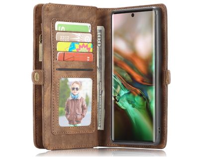 CaseMe 2-in-1 Synthetic Leather Wallet Case for Samsung Galaxy Note10+ - Beige/Tan