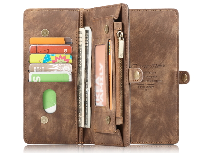 CaseMe 2-in-1 Synthetic Leather Wallet Case for Samsung Galaxy Note10+ - Beige/Tan