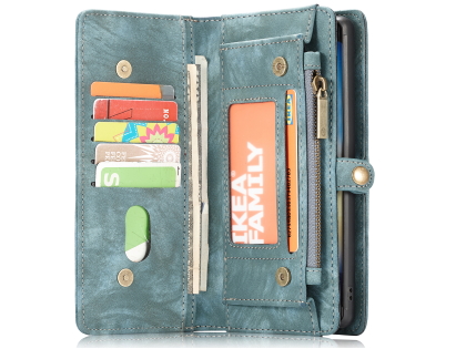 CaseMe 2-in-1 Synthetic Leather Wallet Case for Samsung Galaxy Note10+ - Teal/Ash