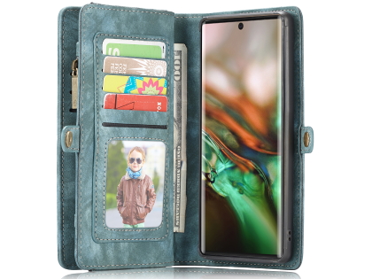 CaseMe 2-in-1 Synthetic Leather Wallet Case for Samsung Galaxy Note10+ - Teal/Ash