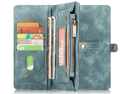 CaseMe 2-in-1 Synthetic Leather Wallet Case for Samsung Galaxy Note10+ - Teal/Ash
