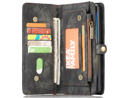 CaseMe 2-in-1 Synthetic Leather Wallet Case for Samsung Galaxy Note10+ - Khaki/Grey