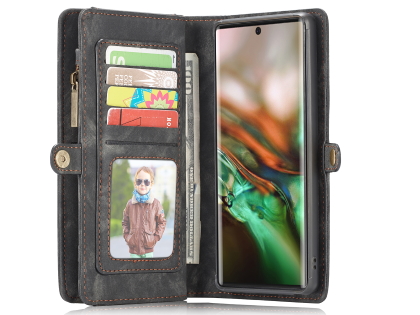CaseMe 2-in-1 Synthetic Leather Wallet Case for Samsung Galaxy Note10+ - Khaki/Grey