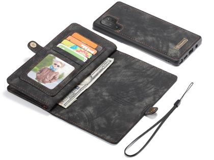 CaseMe 2-in-1 Synthetic Leather Wallet Case for Samsung Galaxy Note10+ - Khaki/Grey