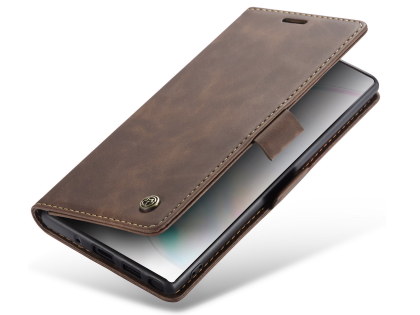 CaseMe Slim Synthetic Leather Wallet Case with Stand for Samsung Galaxy Note10+ - Chocolate