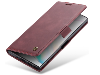 CaseMe Slim Synthetic Leather Wallet Case with Stand for Samsung Galaxy Note10+ - Burgundy