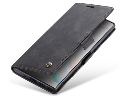 CaseMe Slim Synthetic Leather Wallet Case with Stand for Samsung Galaxy Note10+ - Charcoal Leather Wallet Case