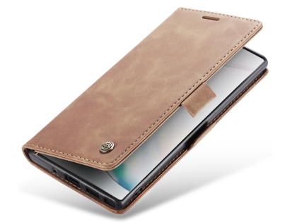 CaseMe Slim Synthetic Leather Wallet Case with Stand for Samsung Galaxy Note10+ - Tan