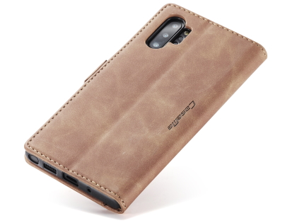 CaseMe Slim Synthetic Leather Wallet Case with Stand for Samsung Galaxy Note10+ - Tan