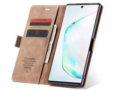 CaseMe Slim Synthetic Leather Wallet Case with Stand for Samsung Galaxy Note10+ - Tan