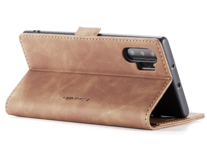 CaseMe Slim Synthetic Leather Wallet Case with Stand for Samsung Galaxy Note10+ - Tan