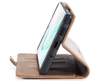 CaseMe Slim Synthetic Leather Wallet Case with Stand for Samsung Galaxy Note10+ - Tan