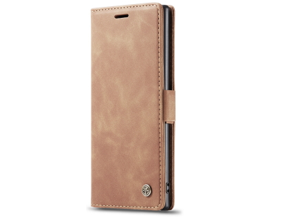 CaseMe Slim Synthetic Leather Wallet Case with Stand for Samsung Galaxy Note10+ - Tan