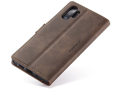 CaseMe Slim Synthetic Leather Wallet Case with Stand for Samsung Galaxy Note10+ - Chocolate