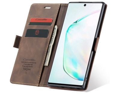 CaseMe Slim Synthetic Leather Wallet Case with Stand for Samsung Galaxy Note10+ - Chocolate
