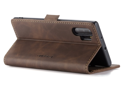CaseMe Slim Synthetic Leather Wallet Case with Stand for Samsung Galaxy Note10+ - Chocolate