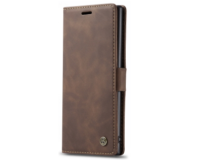 CaseMe Slim Synthetic Leather Wallet Case with Stand for Samsung Galaxy Note10+ - Chocolate