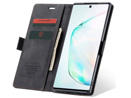 CaseMe Slim Synthetic Leather Wallet Case with Stand for Samsung Galaxy Note10+ - Charcoal