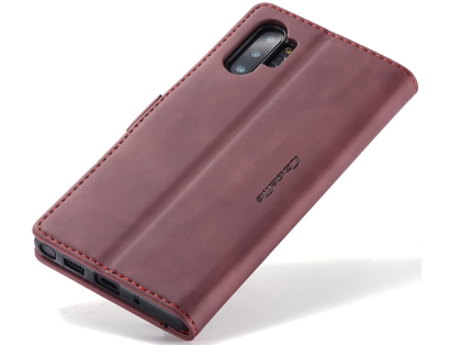 CaseMe Slim Synthetic Leather Wallet Case with Stand for Samsung Galaxy Note10+ - Burgundy